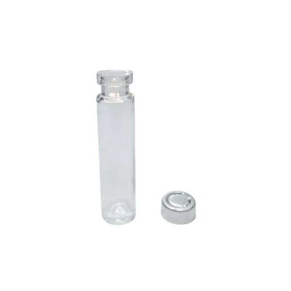 FRASCO 5,5ML POLIESTIRENO CRISTAL (C/ TAMPA ALUMINIO)