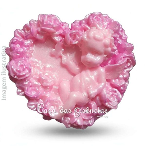 Molde de silicone S-1510 CORAÇÃO C FLORES e ANJO