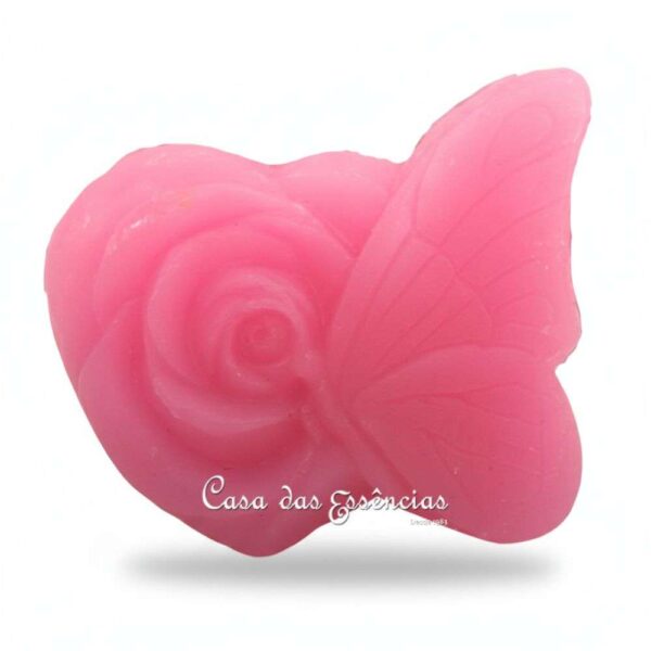 Molde de Silicone S-533 Borboleta Rosa Coração