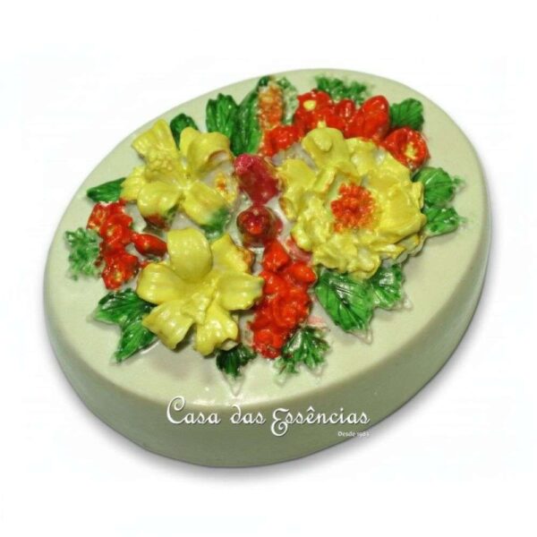 Molde de Silicone S-150 OVAL C/FLORES DO CAMPO