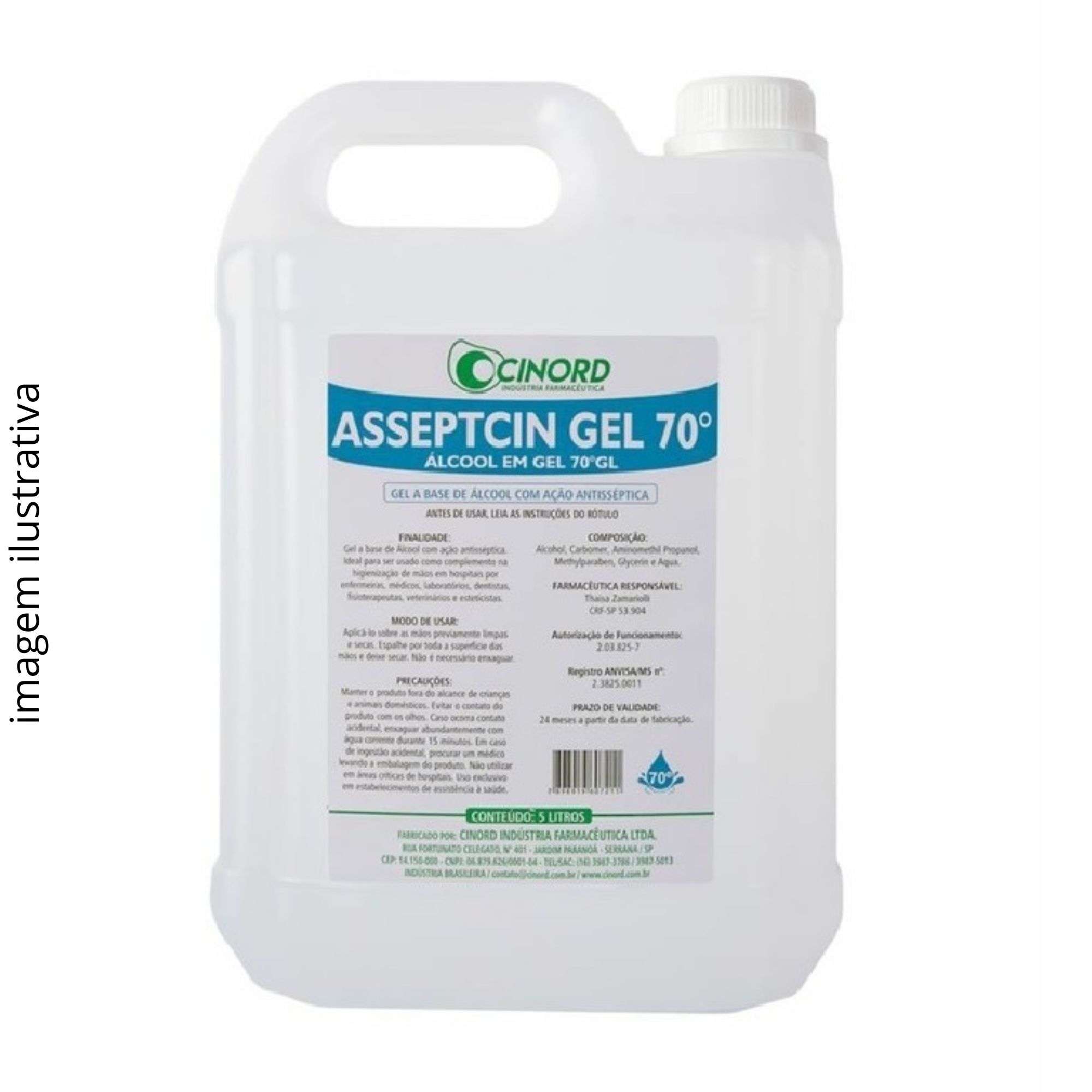 ALCOOL GEL 70 - GALÃO 5 LT (CINORD)